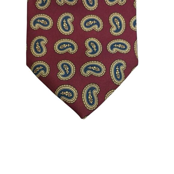 Gant Tie Paisley Patterned - Red and Gold 100% Silk - Picture 2 of 6